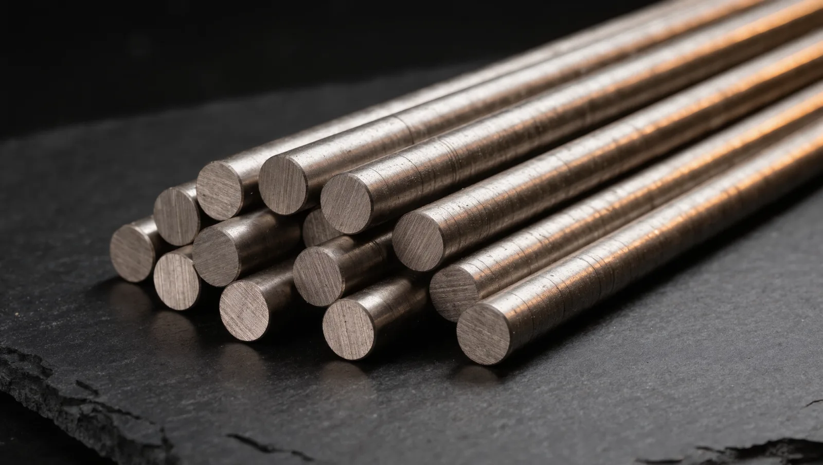 Bars of implant-grade metal ready for machining