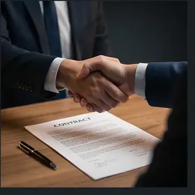 A handshake over a signed agreement